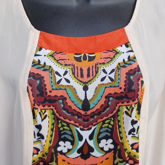 🎯🎯 Sale 🎯🎯 ECI New York Cream & Orange Burnt Top Sz XL - Picture 7 of 7